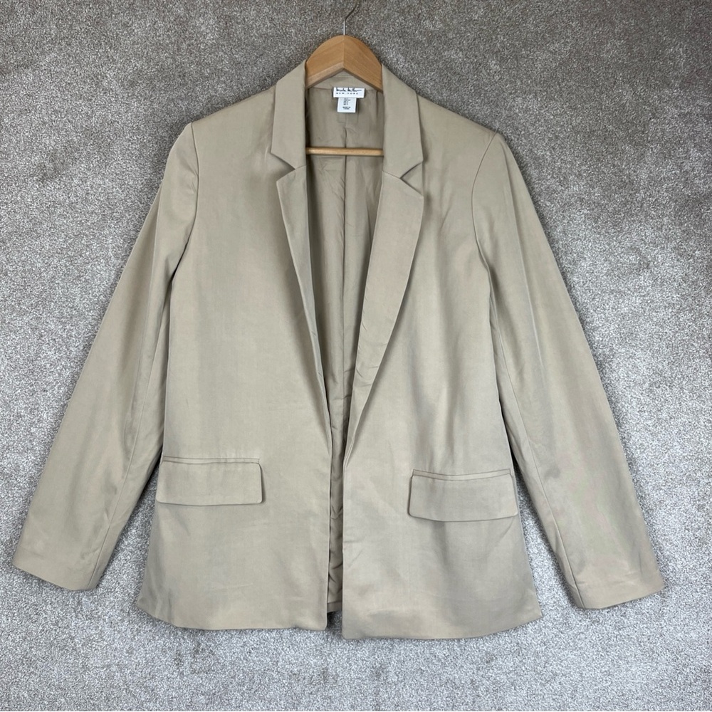 Nicole Miller Jacket Womens Small Tan Rayon Blend Open Lined Blazer- 2698*